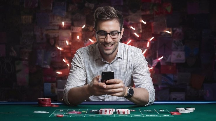 Studio live dealer Lightning Baccarat dengan meja permainan dan dealer profesional
